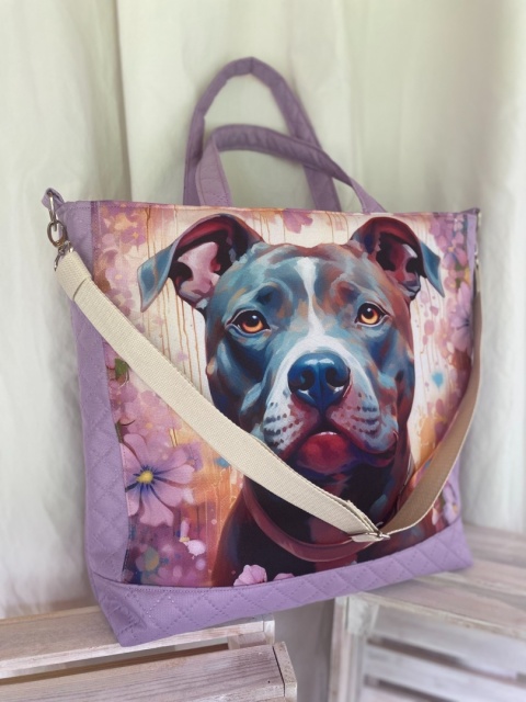 Torba szoperka Lawendowy Pitbull - NA ZAMÓWIENIE