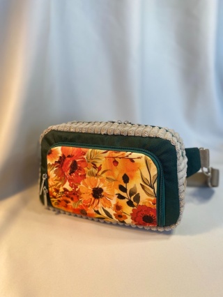 Saszetka Tala z tkaniny w kwiaty i prążka tapicerskiego