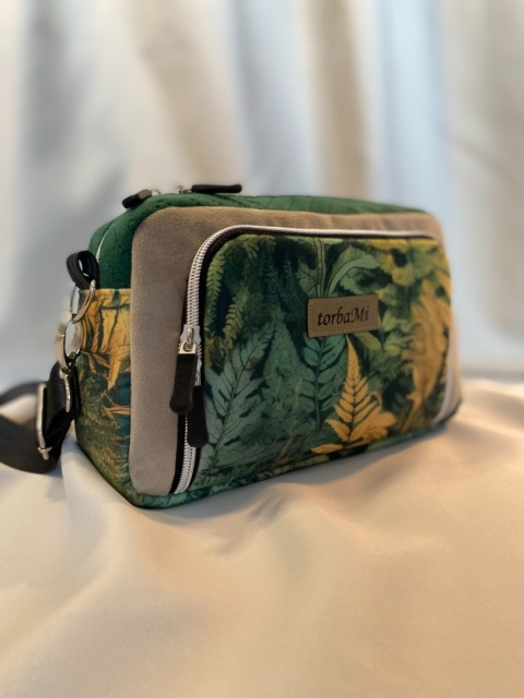 Torebka Tala z weluru tapicerskiego Paprocie - NA ZAMÓWIENIE