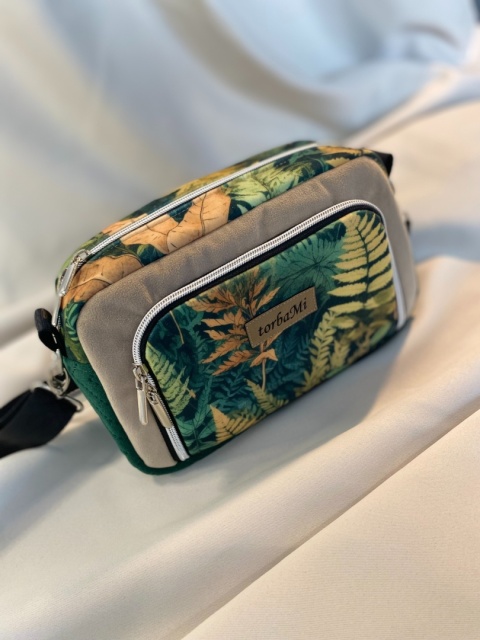 Torebka Tala z weluru tapicerskiego Paprocie - NA ZAMÓWIENIE