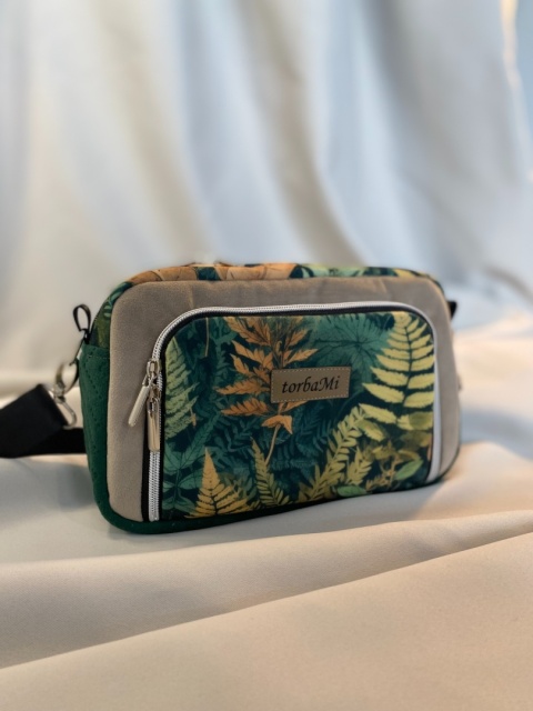 Torebka Tala z weluru tapicerskiego Paprocie - NA ZAMÓWIENIE