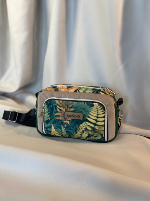 Torebka Tala z weluru tapicerskiego Paprocie - NA ZAMÓWIENIE