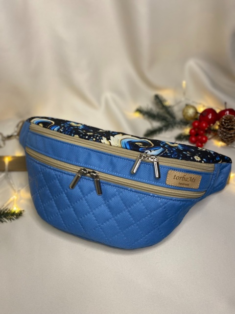 Nerka Luna z tkanin wodoodpornych zimowe wzory i błękit rozmiar L