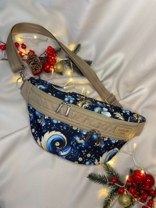 Nerka Luna z tkanin wodoodpornych zimowe wzory i karmel rozmiar L